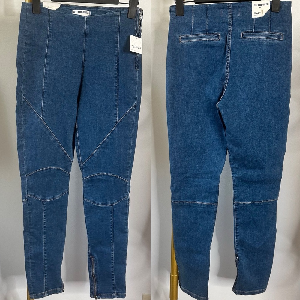 NWT Free People Bella Moto Mid Rise Skinny Jeans - Picture 2 of 9